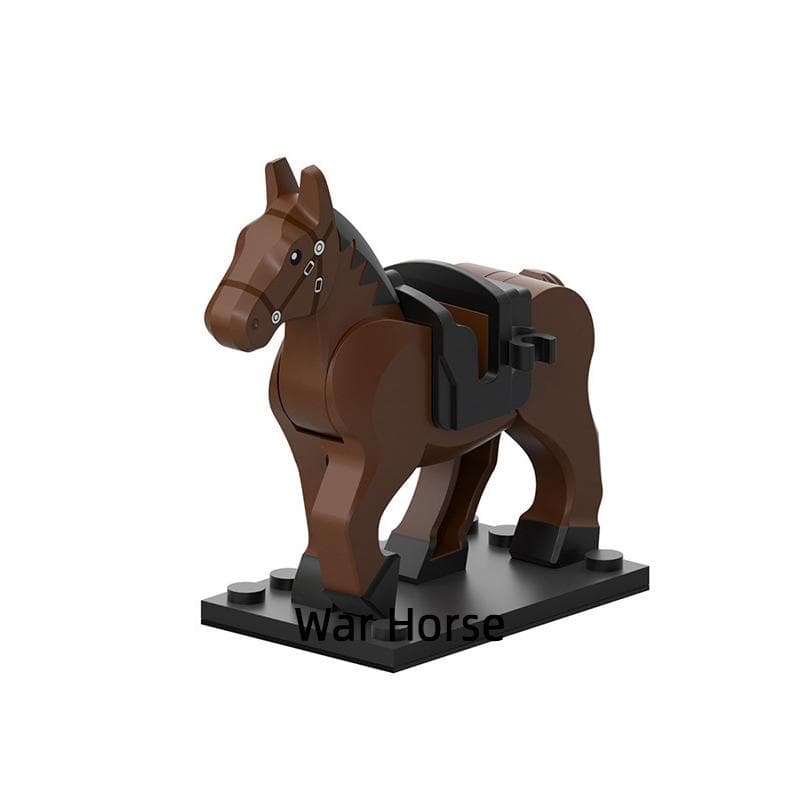 The Brown White Black Gray Ancient War Horse Model Blocks MOC Bricks Set Gifts Toys For Children XP1007-XP1016