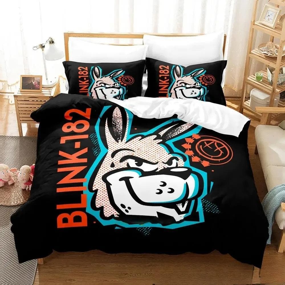 3D Printed Music Band B-Blink-182 Bedding Set Boys Girls Twin Queen King Size Duvet Cover Pillowcase Bed boys Adult Home Textile AU Double 180x210cm