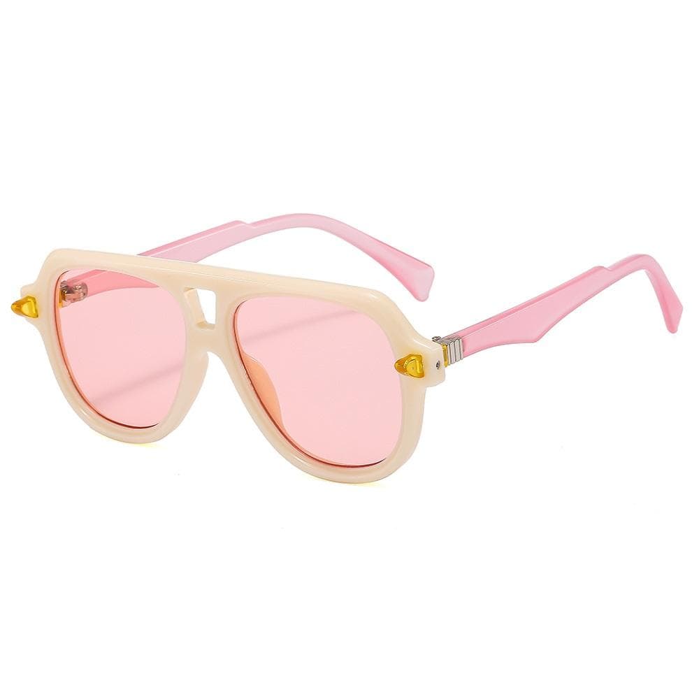 Double Bridges Pilot Sunglasses Women Men Retro Gradient UV400 Rivets Brand Designer Sun Glasses as picture