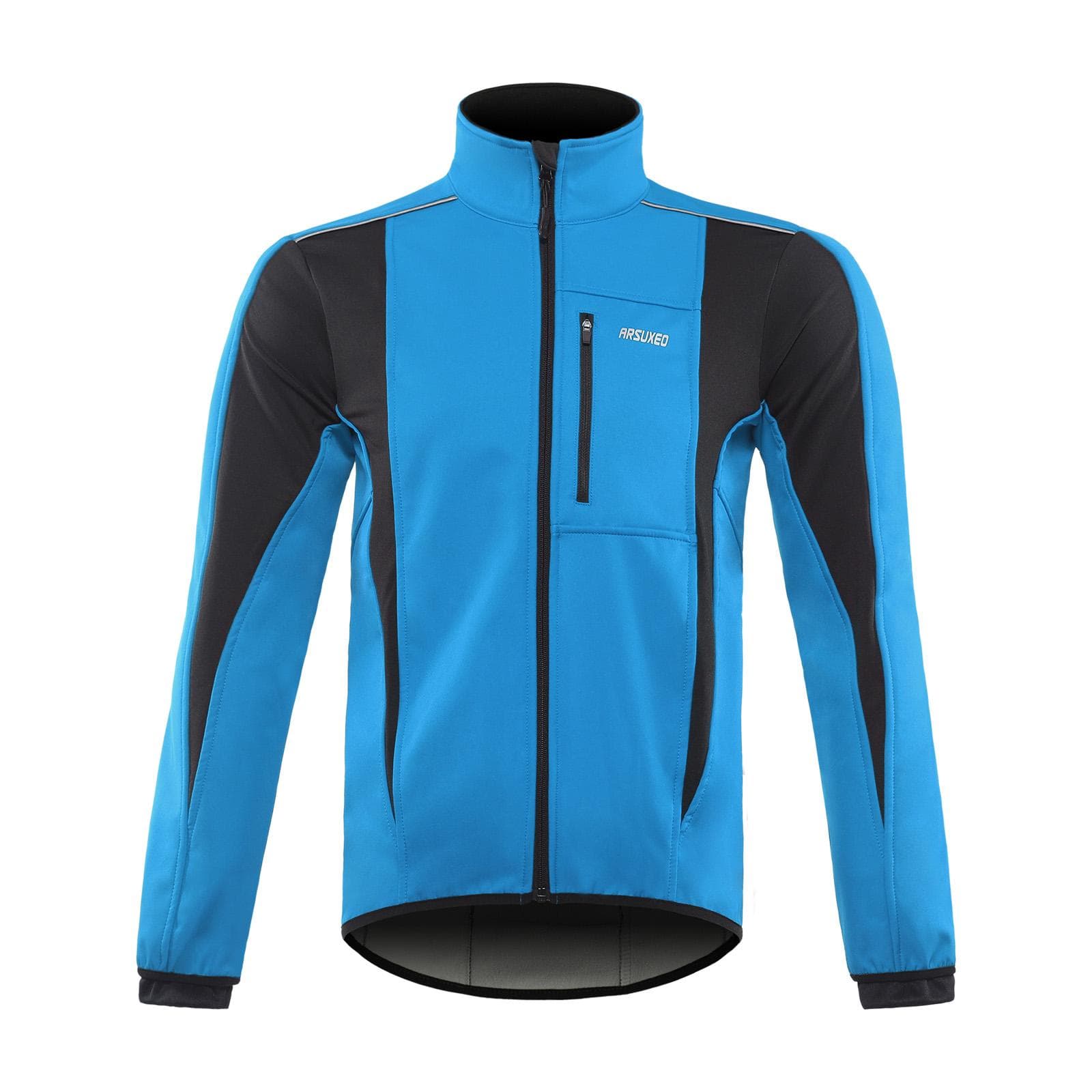 Winter Warm UP Cycling Jacket Breathable Bike Outerwear Windproof Waterproof Cycling Jacket L blue