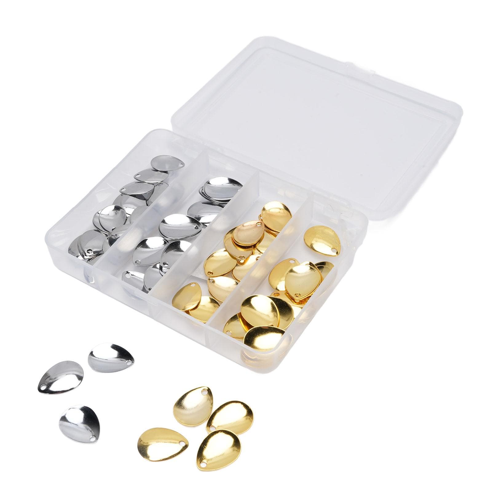 80Pcs Fishing Rotating Blades Stainless Steel Fishing Spoon Rigs for Saltwater and Freshwater Gold