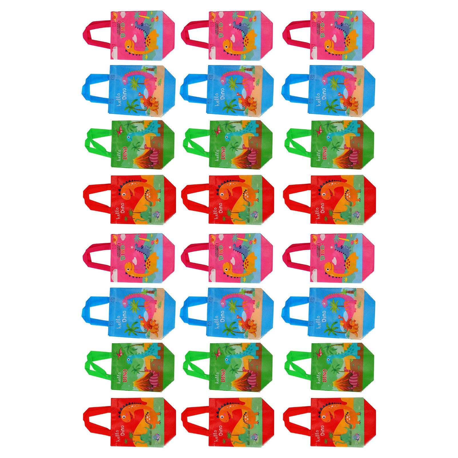 24pcs Cute Dinosaur Gift Bag Foldable Nonwoven Dinosaur Party Bags for Birthday Parties Baby