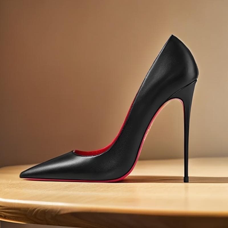 Light nude black matte leather with pointed 12cm ultra-fine heel high heels, fashionable and versatile professional shoes 40