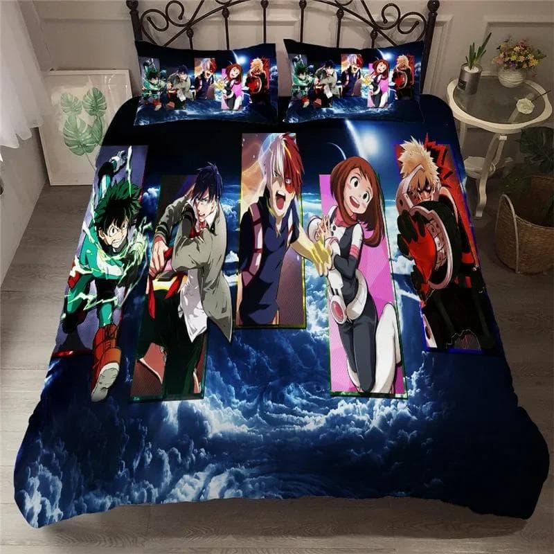 My Hero Academy 3D Printed Bedding Set Cartoon Anime Microfiber Bed Linen Set Pillowcase Adult Bed Cover Home Textiles 70x133cm 2pcs