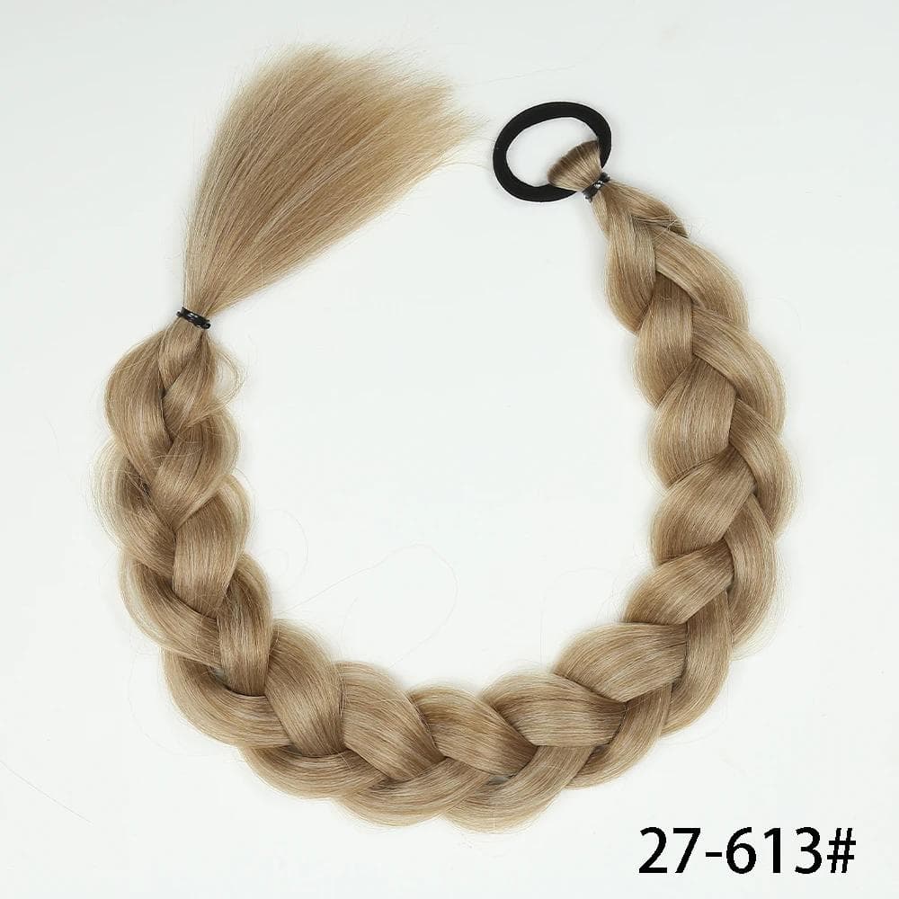 Synthetic Long Twist Braid Ponytail Extensions With Rubber Band 24 Inch Boxing Braided Hair Extensions For Women Daily Use 24inch