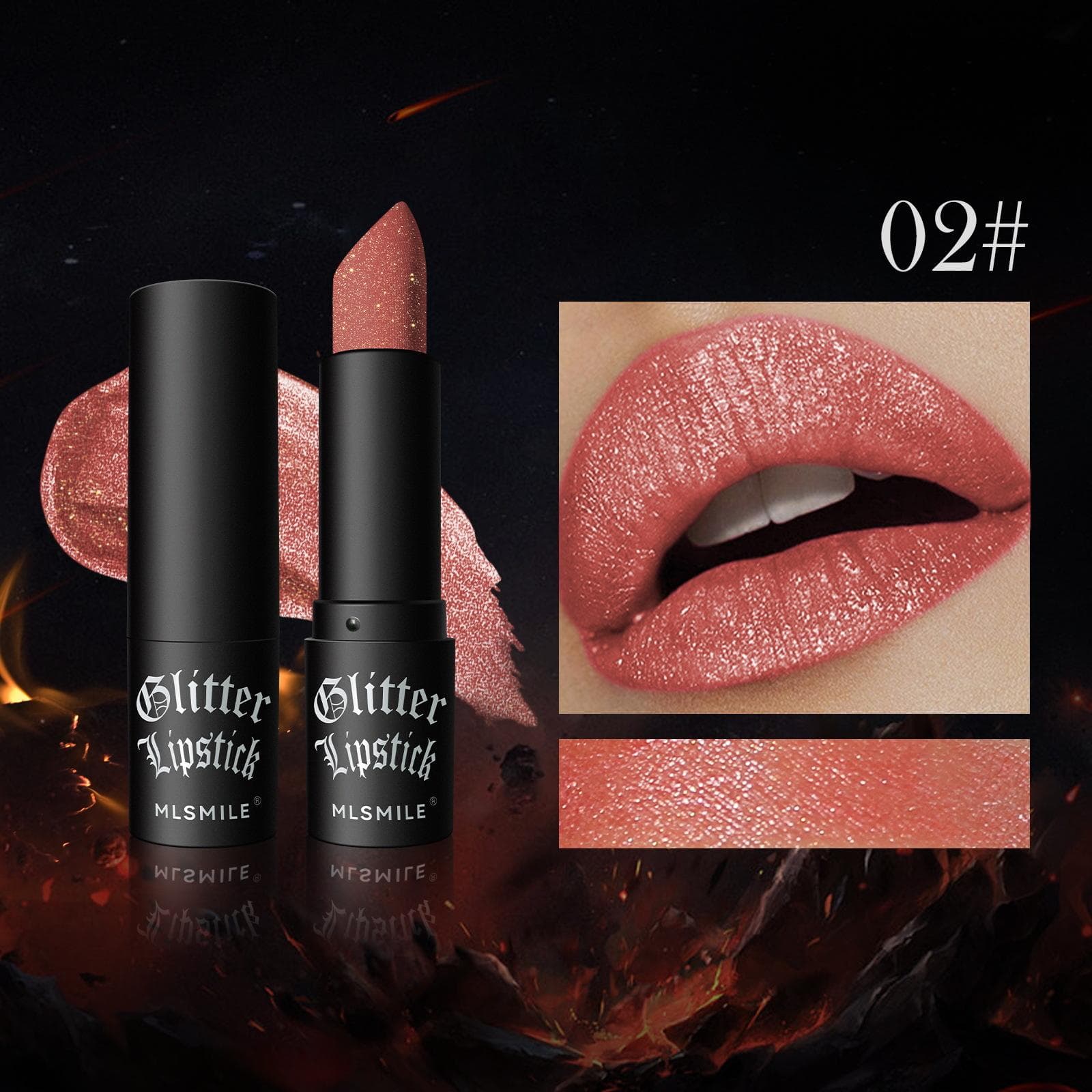 MLSMILE Different Cup Matte Red Explosion Flash Diamond Lipstick Red Lip Balm Halloween Dark Vampire Makeup 02