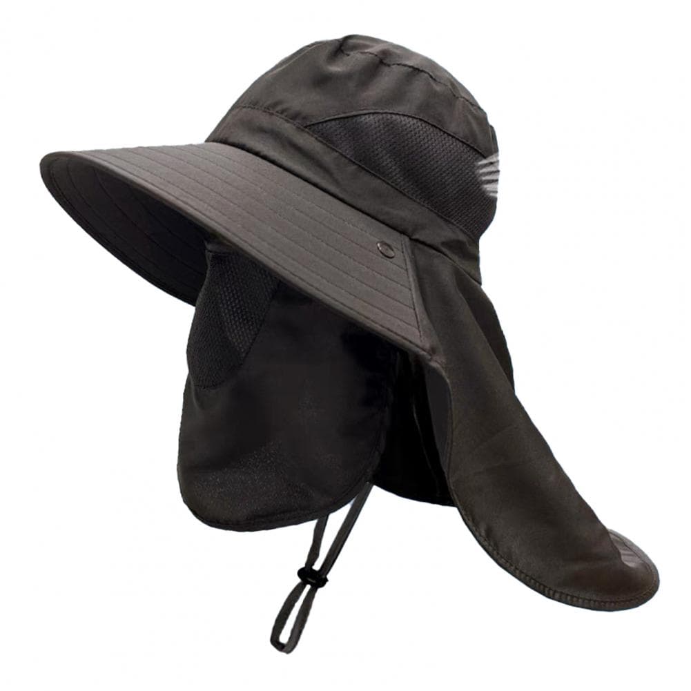 Men Fisherman Hat with Detachable Front Cover Large Brim Hollow Mesh Camouflage Print Anti UV Sunlight Great Breathab One Size