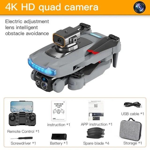 New P15 UAV 4K/8K Aerial Photography Aircraft HD Dual Camera Obstacle Avoidance Positioning Anti-collision Quadcopter Aircraft Toy 4k single camera 1 battery grey
