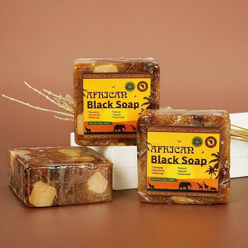 African Black Soap Handmade Organic Shea Butter Anti Rebelles Face Treatment Acne Moisturizing SkinCare Beauty Body Bath 110g 1pc