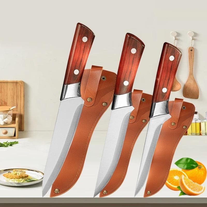 Stainless Steel Boning Knife Killing Knife Dividing Knife Sharp Knife Chef's Multi-purpose Knife Slaughtering Knife Boning Knife Cutting Knife 3 PCS