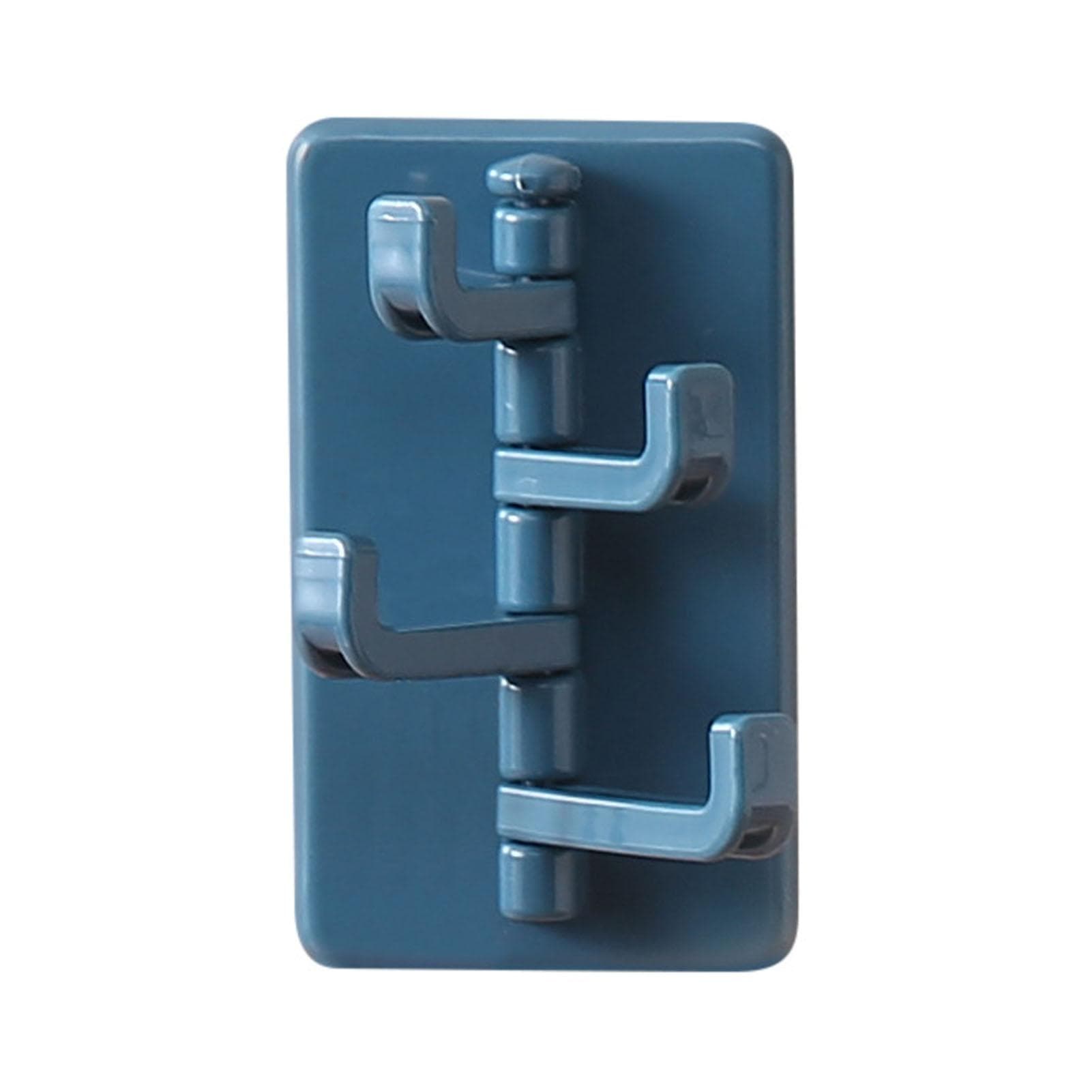 Rotatable Hook Plain Adhesive Hanging Wall Hook for Belt Scarf Hat Umbrella Jewelry Tie Blue blue