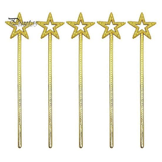 5Pcs Fairy Wand Fine Workmanship Star Shape Wands Durable Dress Up Props for Festival Party Decoration golden