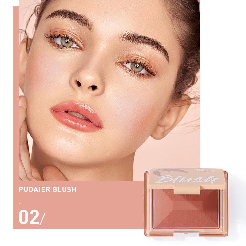 Pudaier Soft Mist Matte Air-feeling Monochrome Blush Delicate and Smooth Enhance Complexion Matte Fine Shimmering Rouge 02