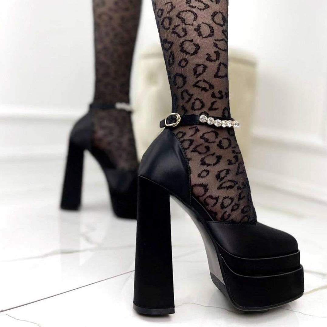 Women Pumps Retro Mary Janes Chunky Heels Sandals Spring Platform Dress Party Wedding Basic Shoes Woman Big Size 37 black