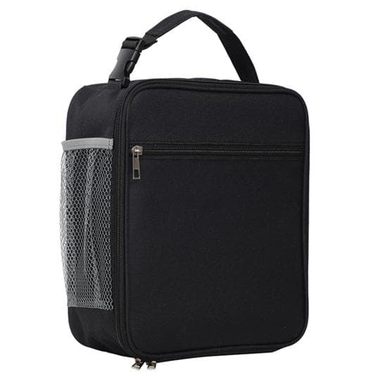 Insulated Reusable Lunch Bag Large Capacity with Slide Pocket Waterproof Buckle-designed Handle Portable Bento Bag black