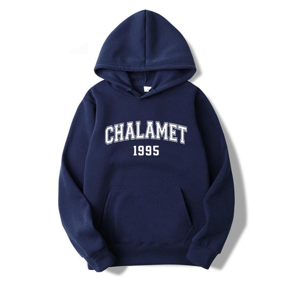 Chalamet 1995 Hoodie Timothee Chalamet Hooded Sweatshirt Long Sleeve Pullovers Casual Hoodies Top Gift for Fans XXXL navy blue