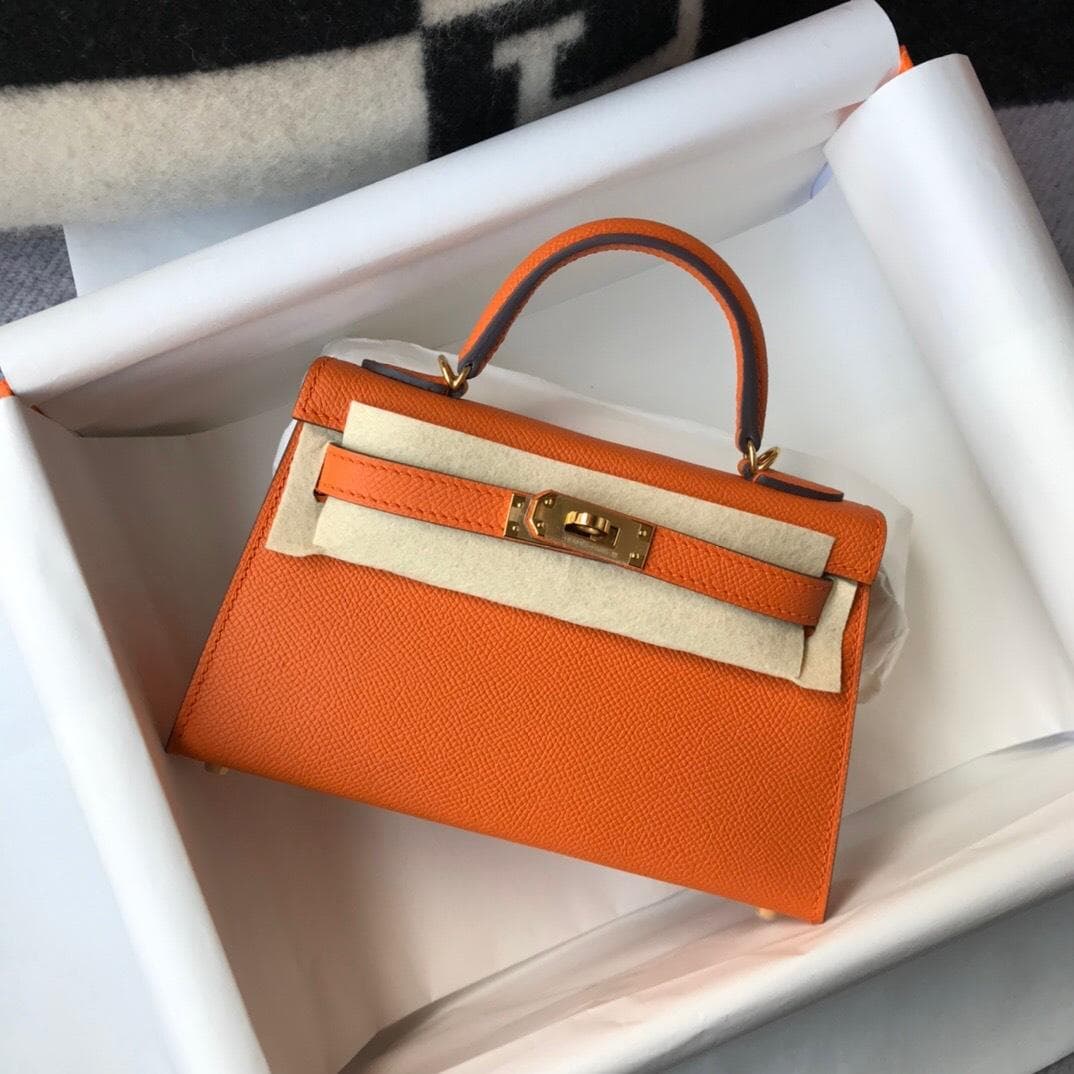 New Genuine Leather Second-generation Bag Mini Bag Palm Print Cowhide Single Shoulder Women's Crossbody Bag Classic Fashionable And Versatile 21cm+box with silk scarf orange