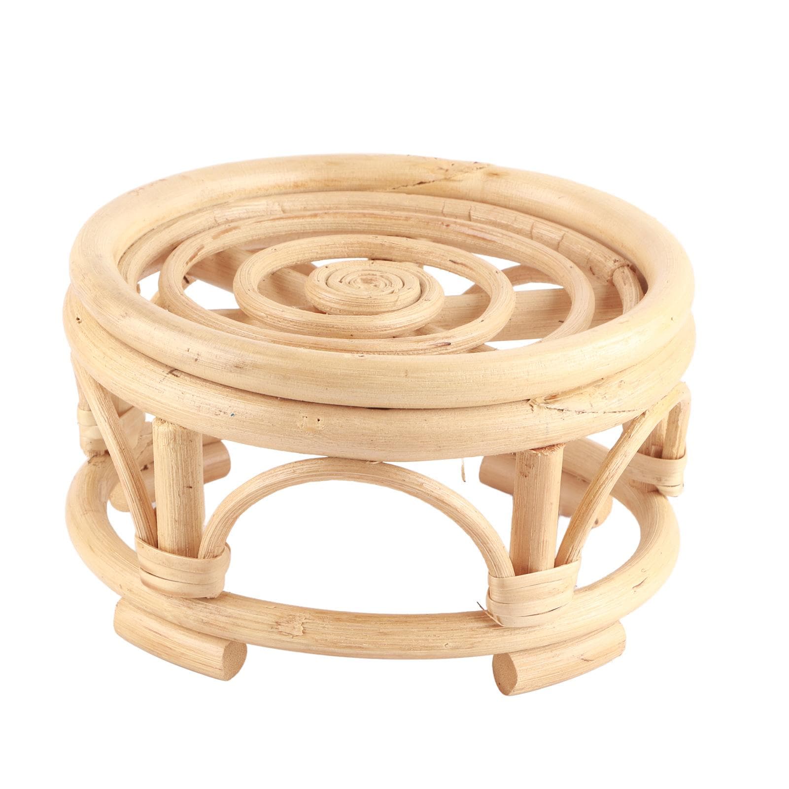 Rattan Indoor Plant Stand Round Shape Natural Plant Rack Handmade Rattan Planter Stand for Home