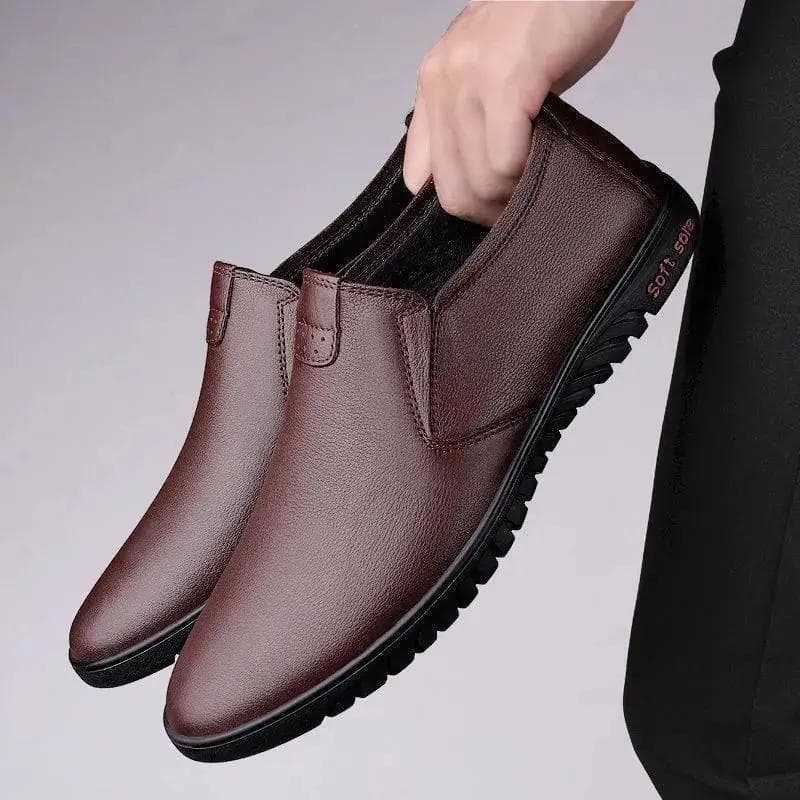 Leather Casual Shoes Men Sneakers White Comfortable Breathable Sneakers Outdoor Shoes 44 brown