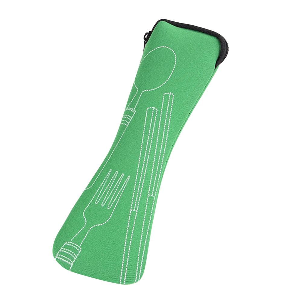 Portable Chopstick Spoon Fork Tableware Storage Bag Travel Camping Cutlery Pouch green