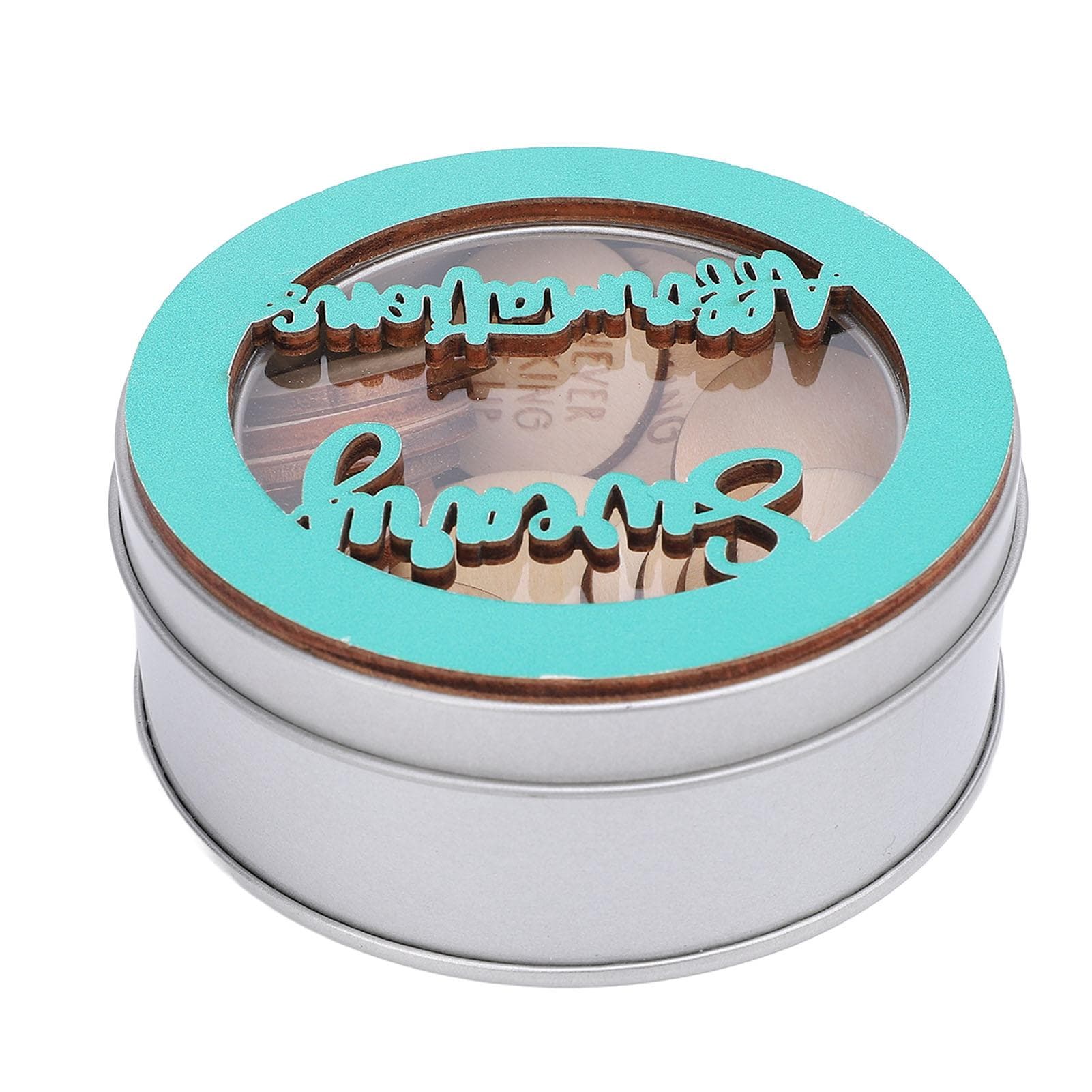 22pcs Miniature Sweary Affirmation Discs Funny Unique Miniature Sweet Affirmation Wooden Decoration blue