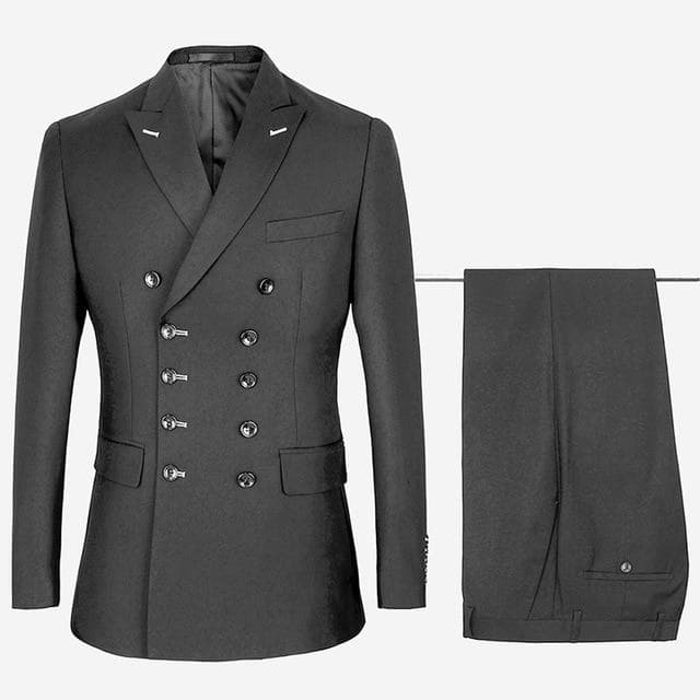 Men Suits Slim Fit New Fashion Suit Double Breasted Peak Lapel Wedding Groom Party Prom Skinny Costume XXXXL dark gray