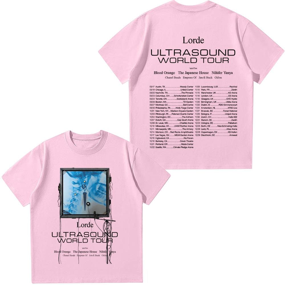 Lorde Ultrasound World Tour 2025 T-shirts Lorde Merch Graphic Tee New Versatile for Women/Men Tshirt Short Sleeve Cotton Clothes M pink