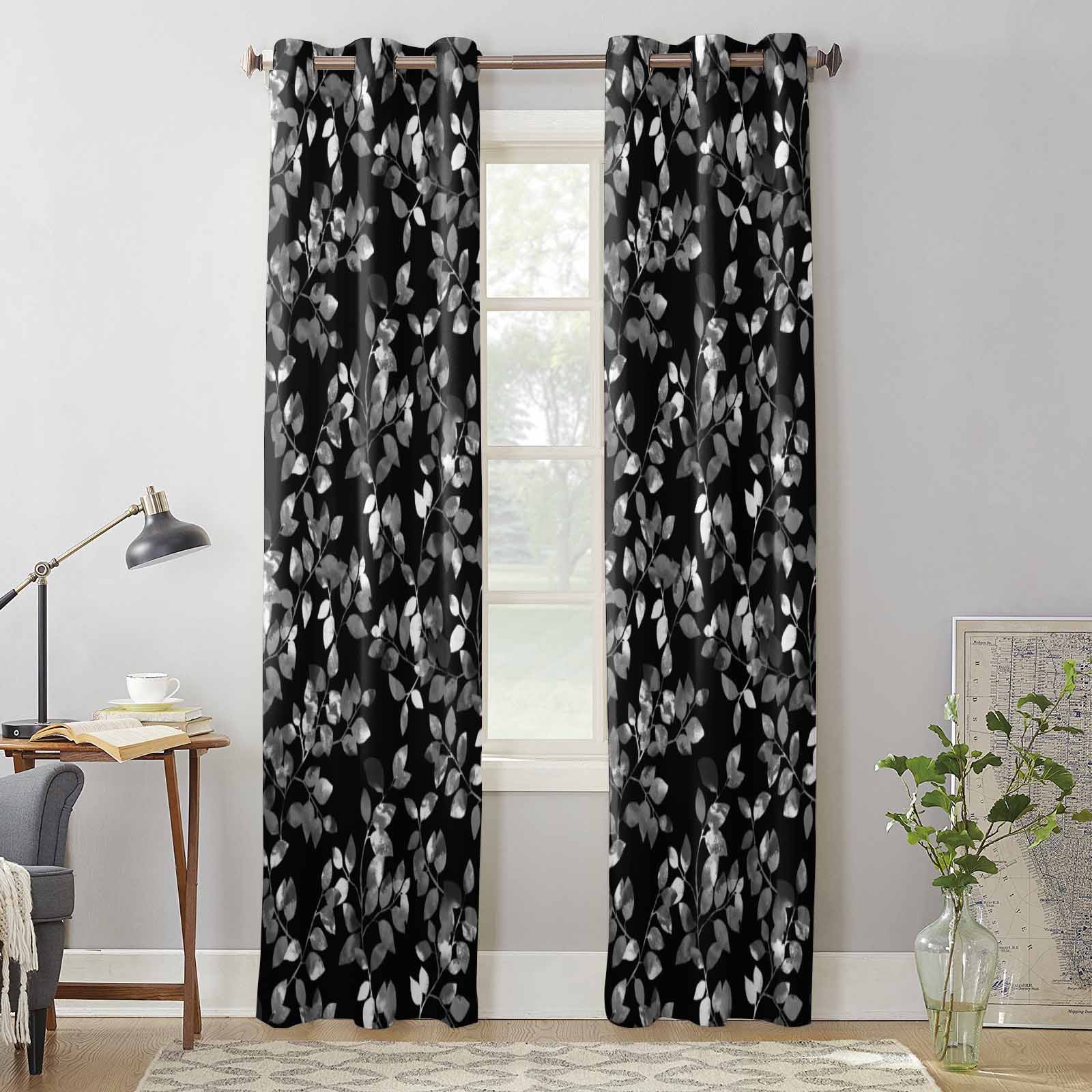 Leaves Plant Window Curtains for Living Room Luxury Bedroom Curtain Kitchen Blinds Drapes Curtains 135W x 60H(cm) x1