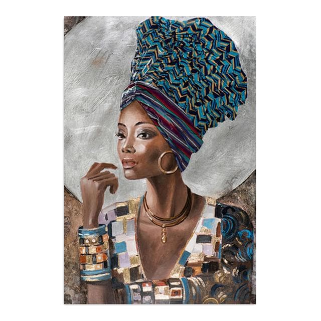 National Style Women Canvas Painting African Black Woman Abstract Wall Art Pictures Poster Modern Living Room Decor Prints Mural 20x30cm