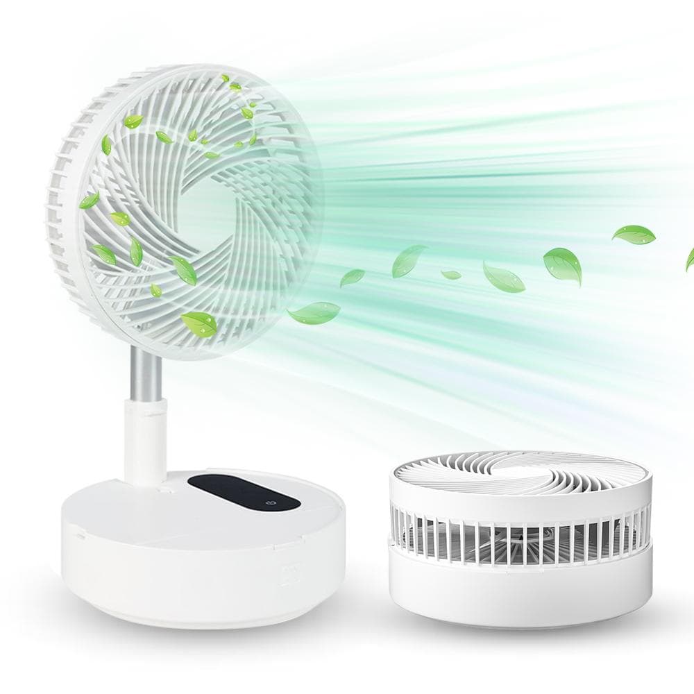 8.3 Folding Standing Desk Cooling Fan with Remote, Night light and Touchscreen, Portable Fan white