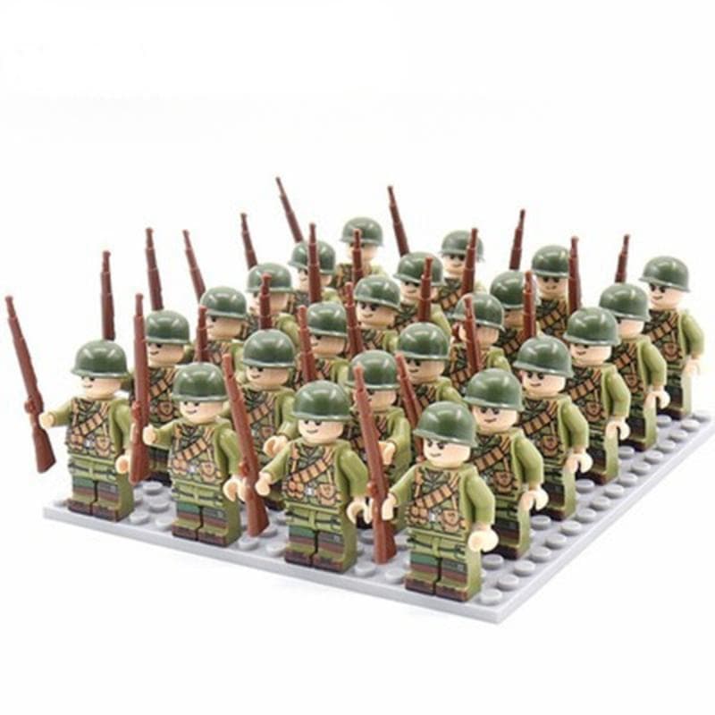 24PCS/SET WW2 Military Soldiers Rifle Weapons Gun Figures Parts Blocks Assembly DIY Model Building Kits Toys