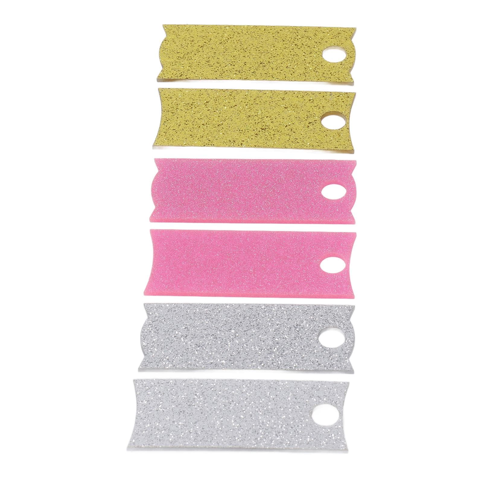 24 Pieces Acrylic Name Tags Blank Unfinished Glitter Name Plates for 40oz Cup Lid DIY Card