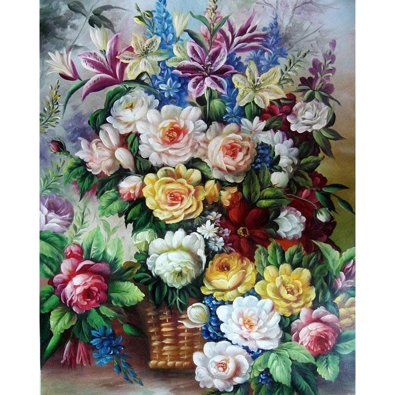 DIY 5D Diamond Painting Color Flower Cross Stitch Set Diamond Embroidery 20X30CM