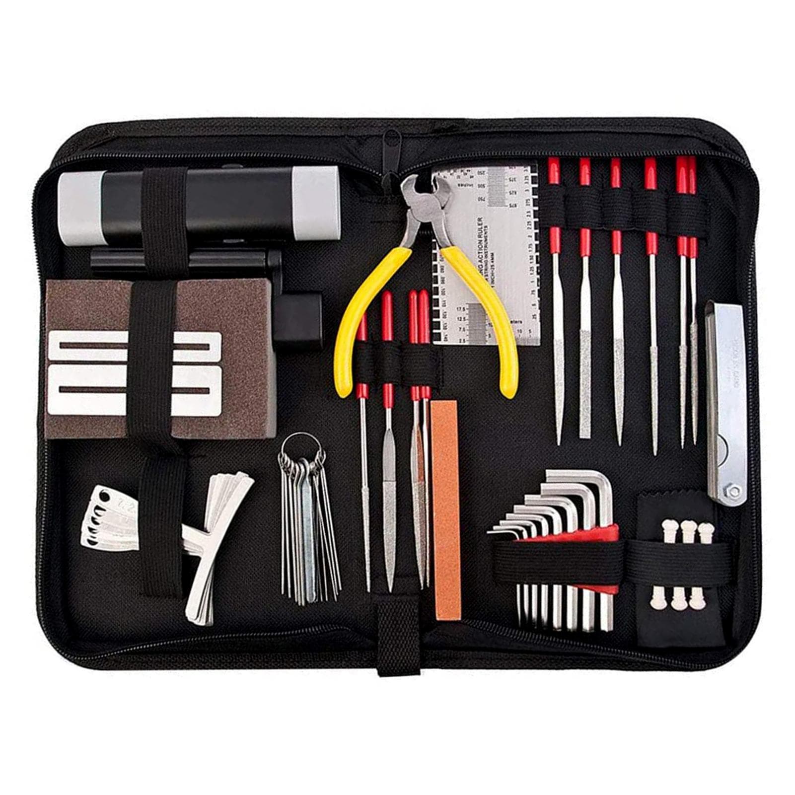 57 PCS Guitar Tool Kit with Carry Bag, Repair Maintenance Tools String Action Ruler Luthier File 57 PCS multicolour