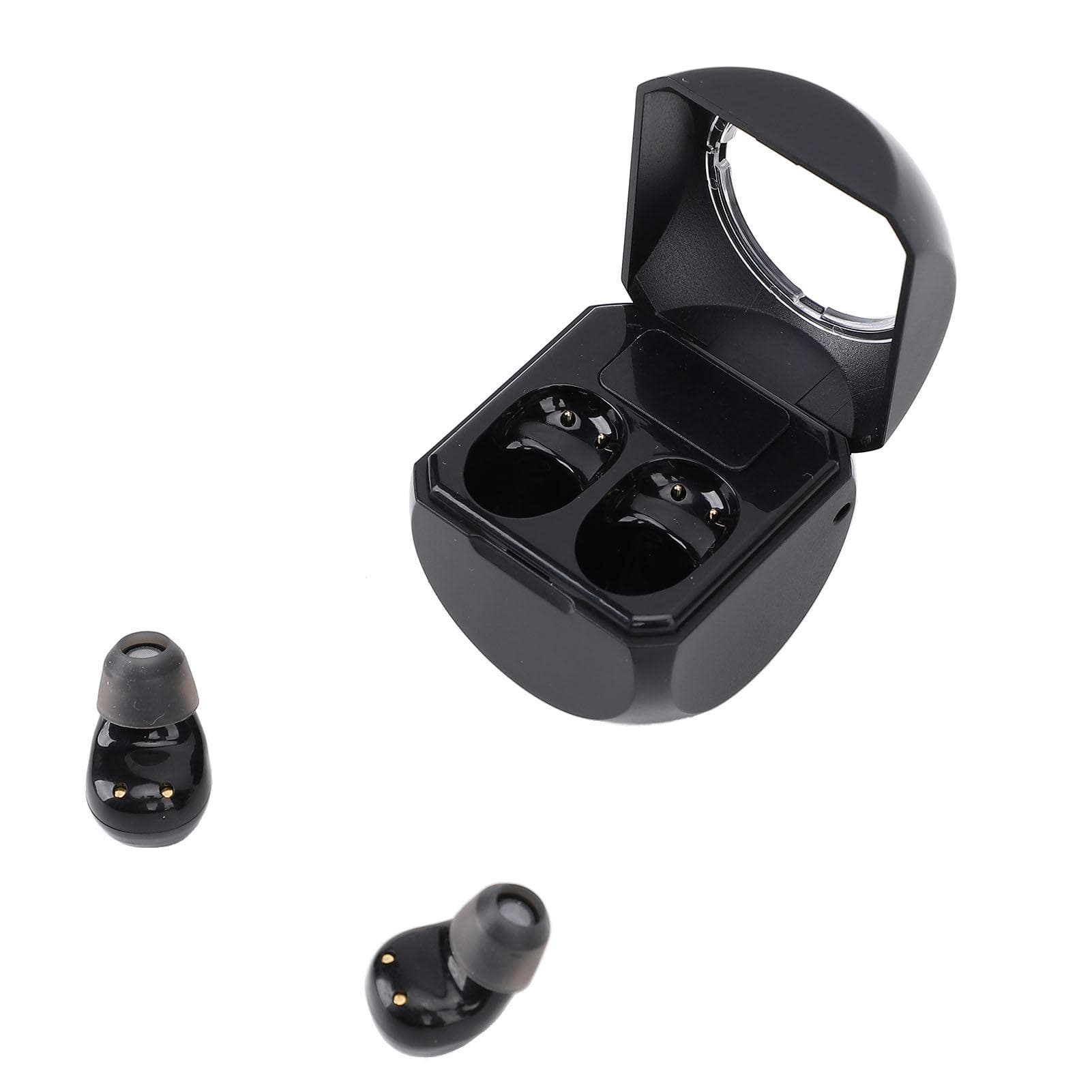 Black Earbuds Long Playtime Rechargeable Bluetooth Earphones with Charging Case Eartips for