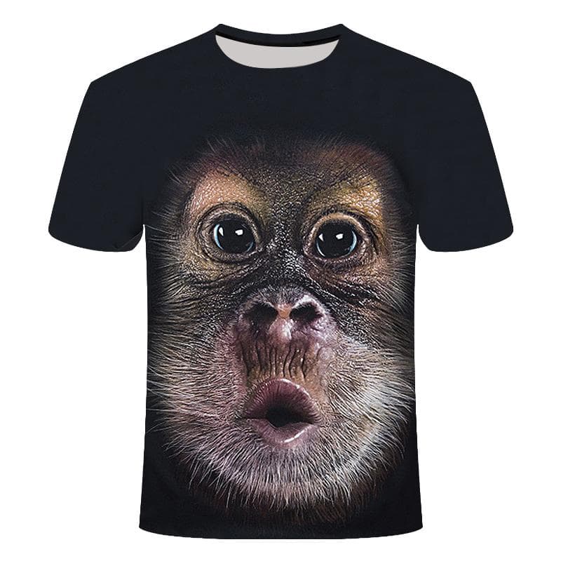 3D Fashion Funny Monkey Graphic t shirts Summer Casual Animal Pattern Men's t-shirt New Hip Hop Print Short Sleeve t-shirts Tops XS
