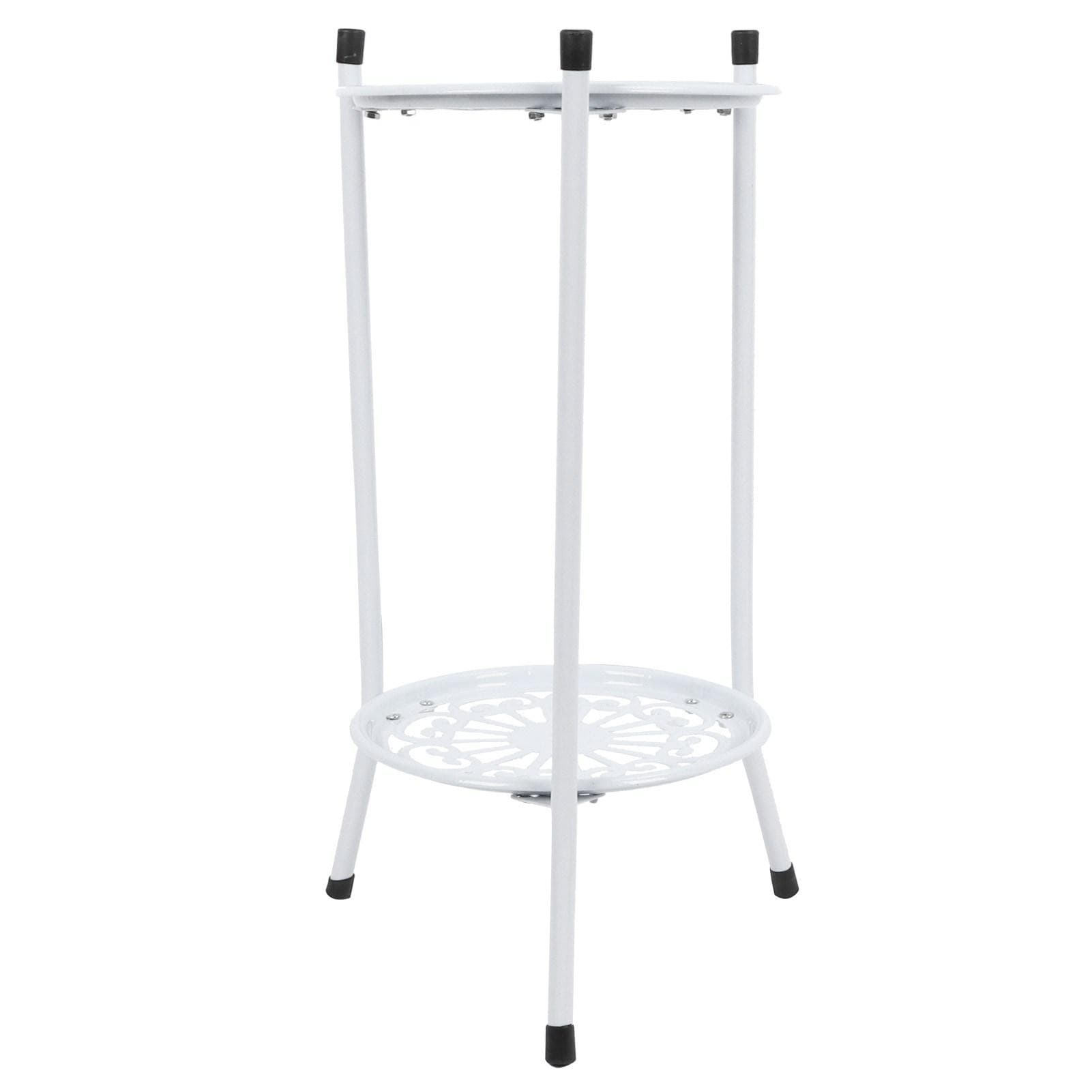 2 Tier Metal Plant Stand Flower Pot Holder Display Shelf Rack Home Decoration Garden white