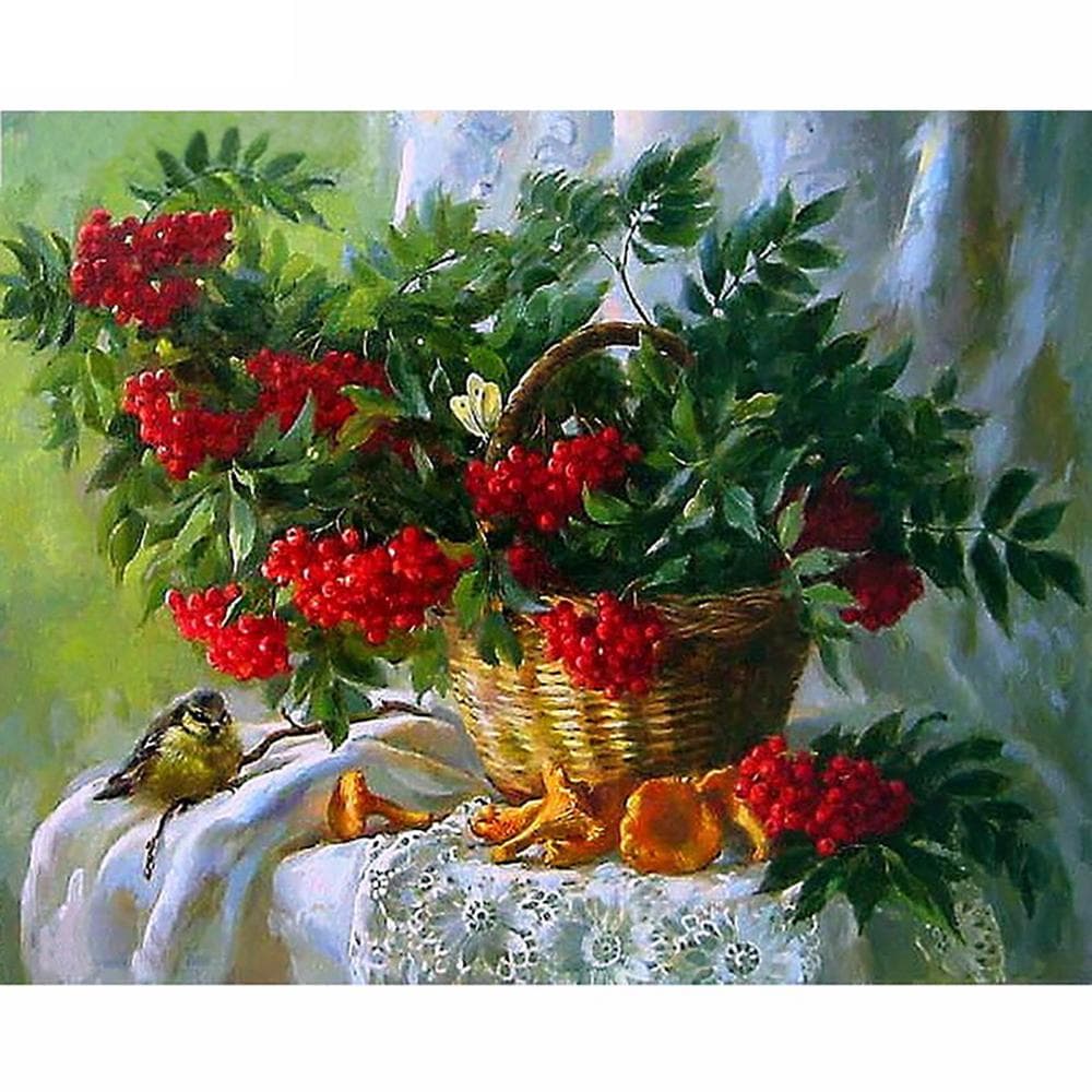 Floral Diamond Mosaic Diamond Embroidery Cross Stitch Flower Baskets Kit Diamond Decor 30X40CM