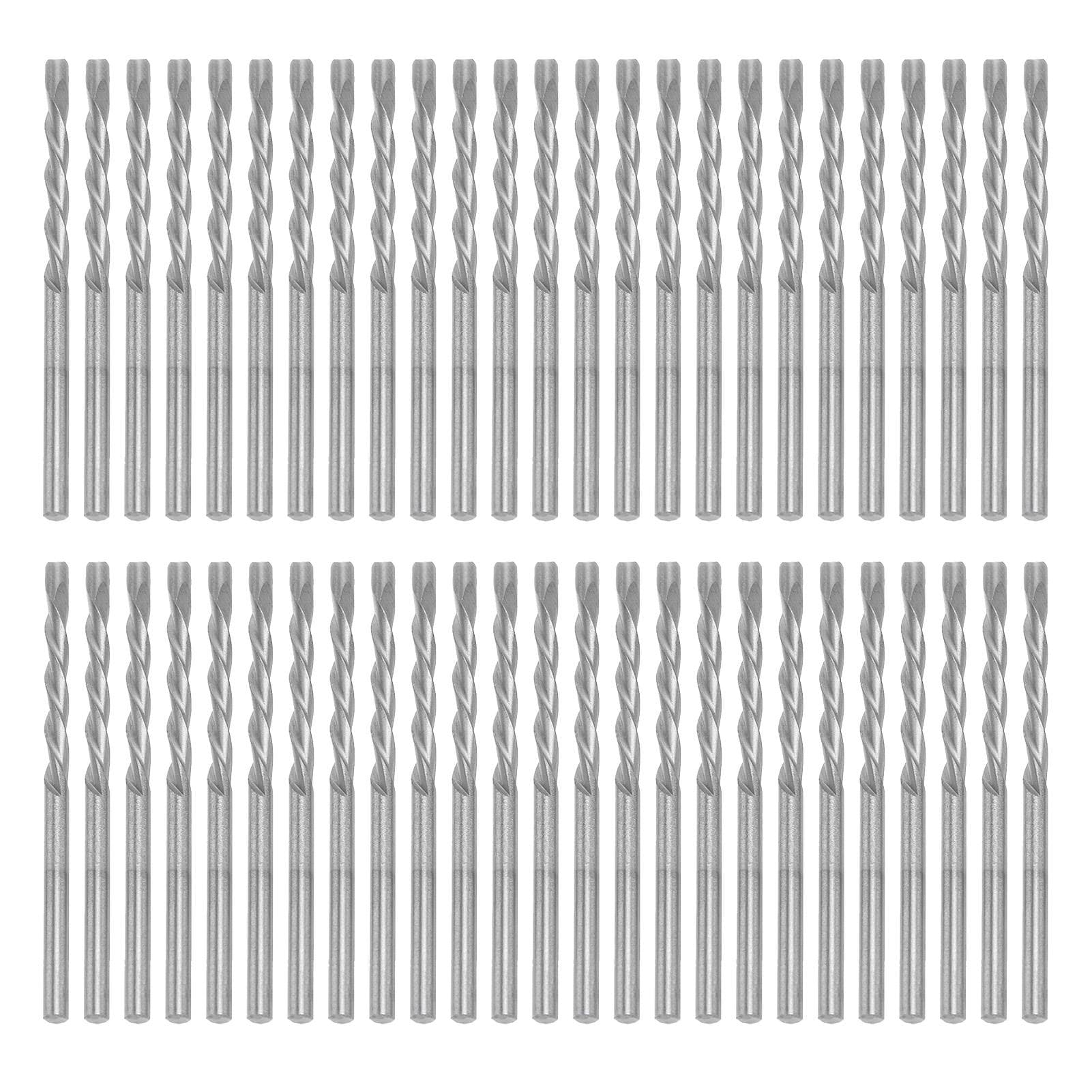 50PCS 1/8 Inch Drill Bits High Speed Steel Spiral Saw Bit Set for Wood and Plastic Cutting Gold silver