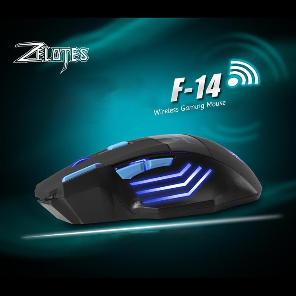 ZELOTES F14 LED Optical Computer Mouse Wireless 2.4G 2400 DPI 7 Buttons Wireless Gaming Mouse