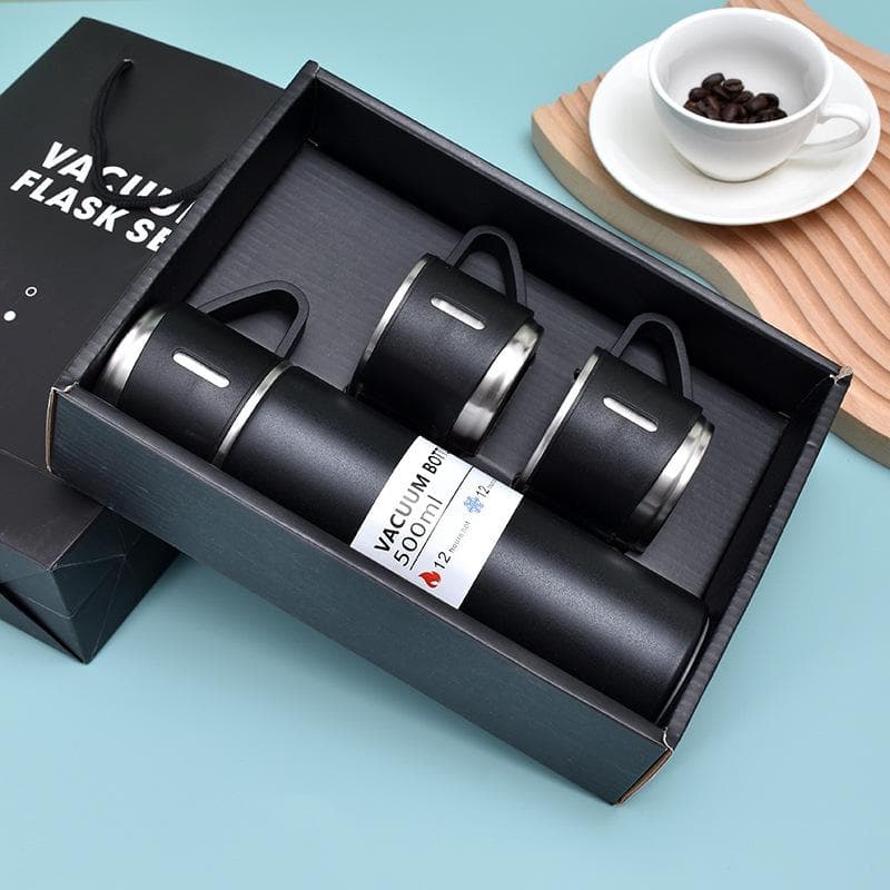 500ML Stainless Steel Vacuum Flask Gift Set Office Business Style Thermos Bottle Outdoor Hot Water Thermal Insulation Couple Cup 500ml