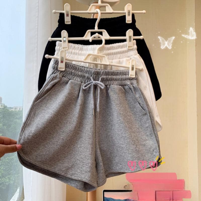 Cotton Korean Large-size Sports Shorts for Women In Summer New Versatile Style Wear High-waist Loose College Style Casual Pants 5XL grey
