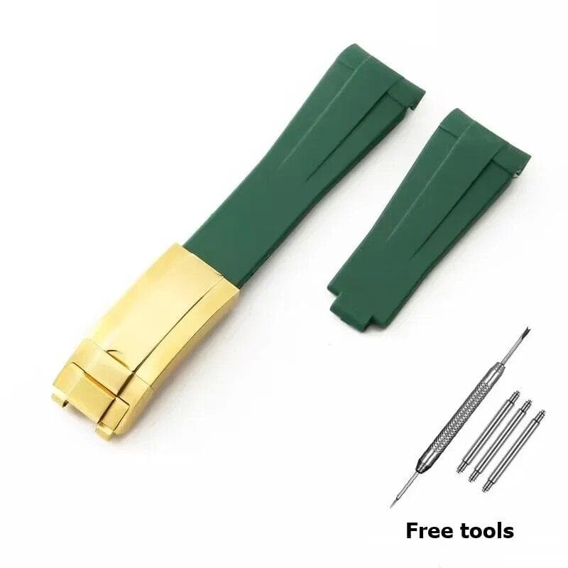 20mm 21mm Premium Silicone Strap for Rolex Submariner DAYTONA GMT Yacht-Master Series Accessories Replacement Watch Bracelet Army green-G 20mm no logo