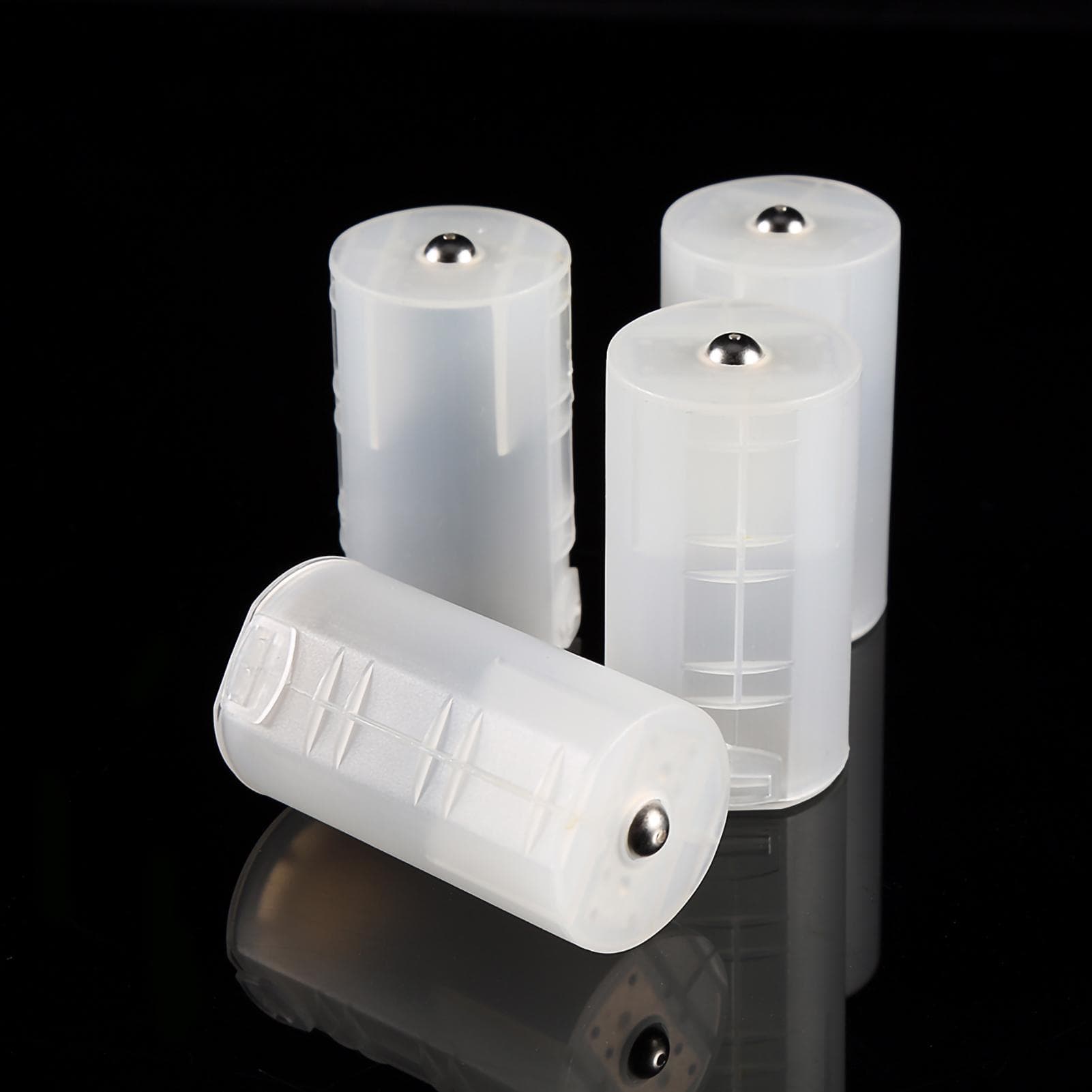 4pcs AA to Size D Battery Adapters Holder Switcher Converter Cases Box White