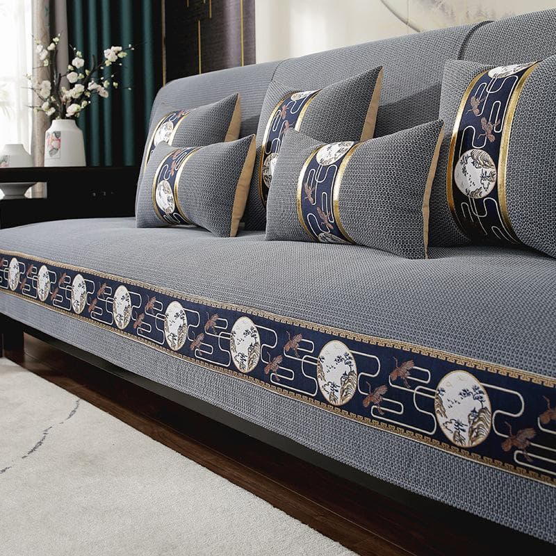 Chinese Non-slip Sofa Cover Solid Wood Leather Sofa Cushion Modern Simple 4 Season Universal Home Protection Cover Couch Cover 70x70cm 1pcs