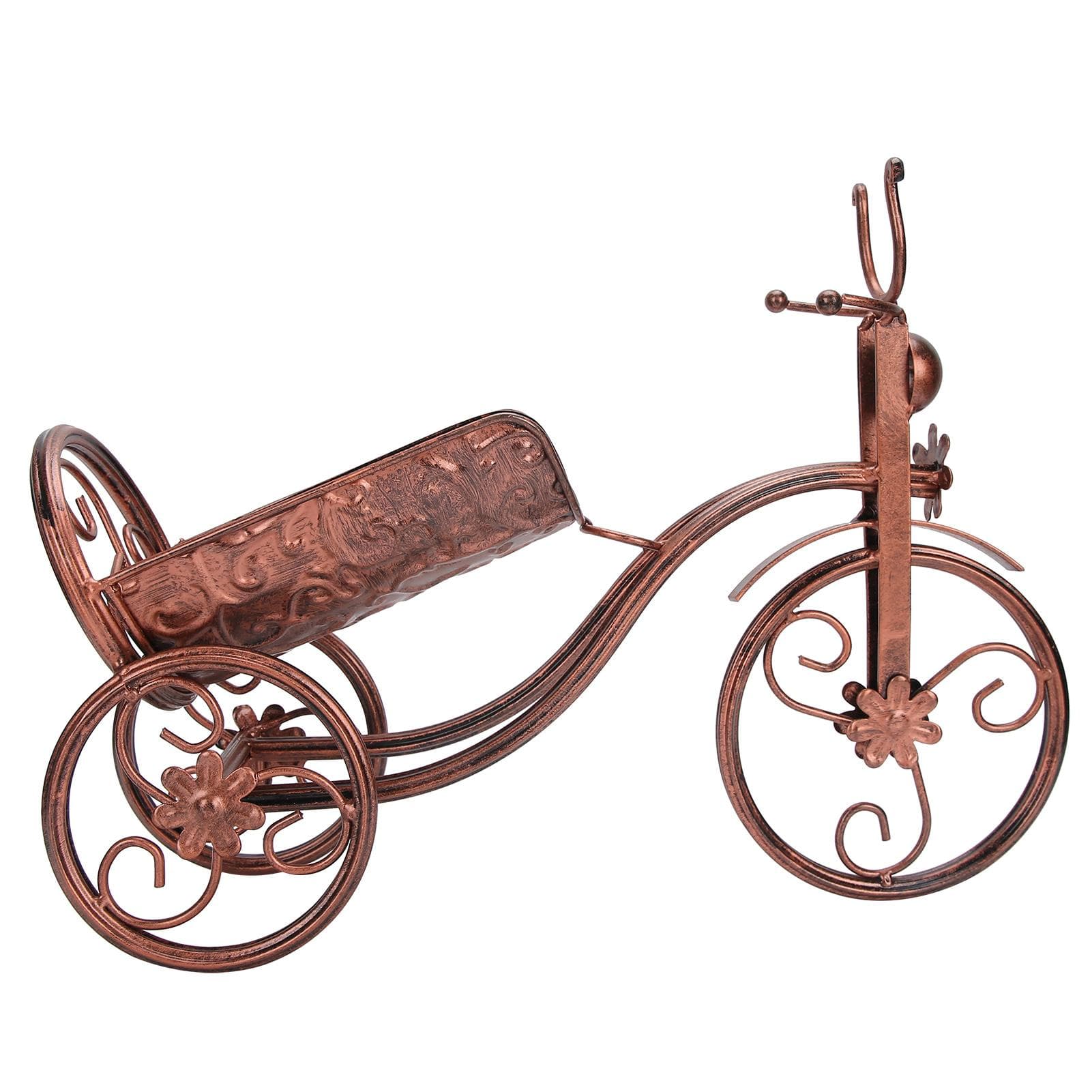 Iron Wine Holder Tricycle Shape Wine Bottle Rack Stand for Bar Counter Home DecorBronze antique bronze