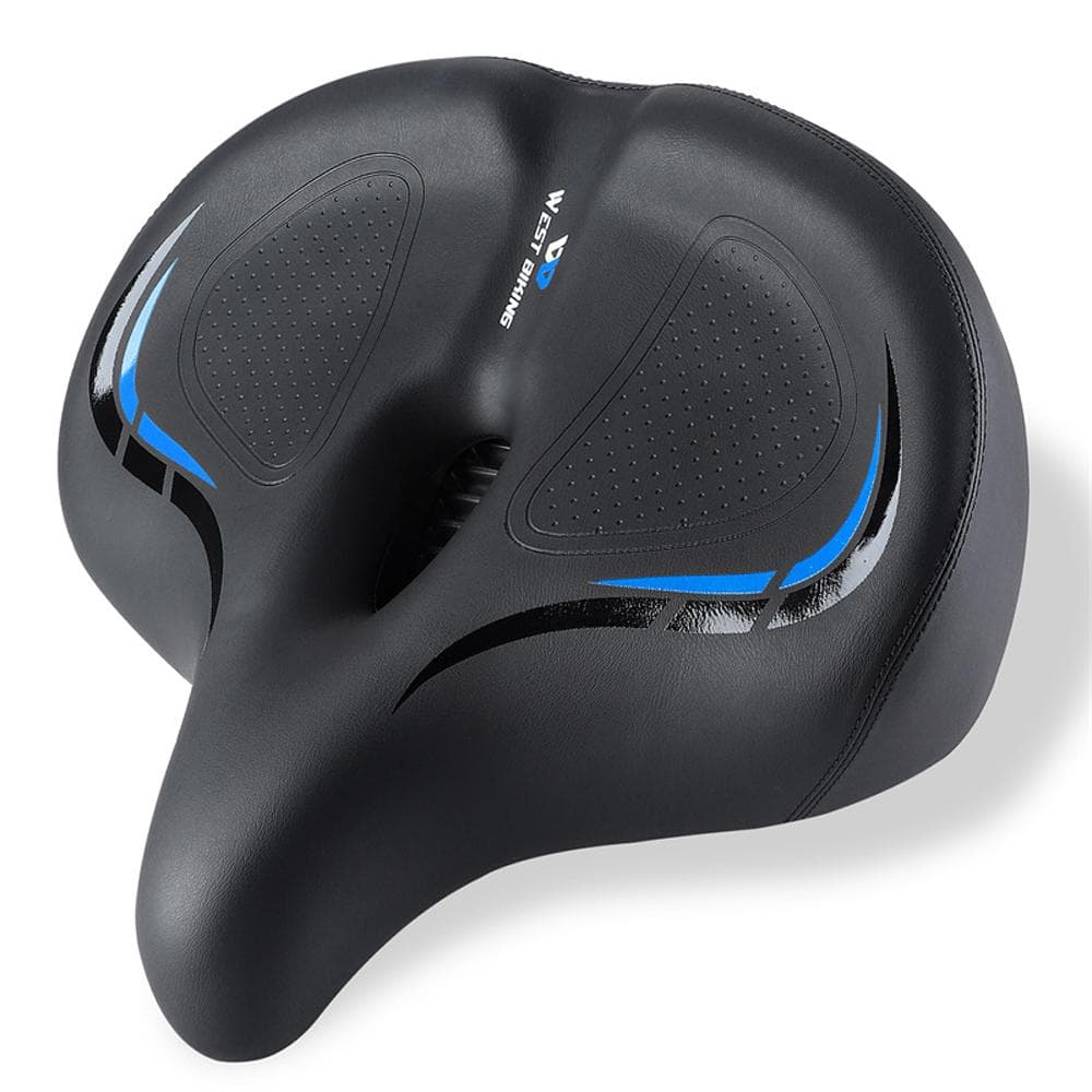 Thickened High Elasticity Bike Saddle Soft Waterproof PU Pad Road Bicycle Seats Comfort Breathable blue