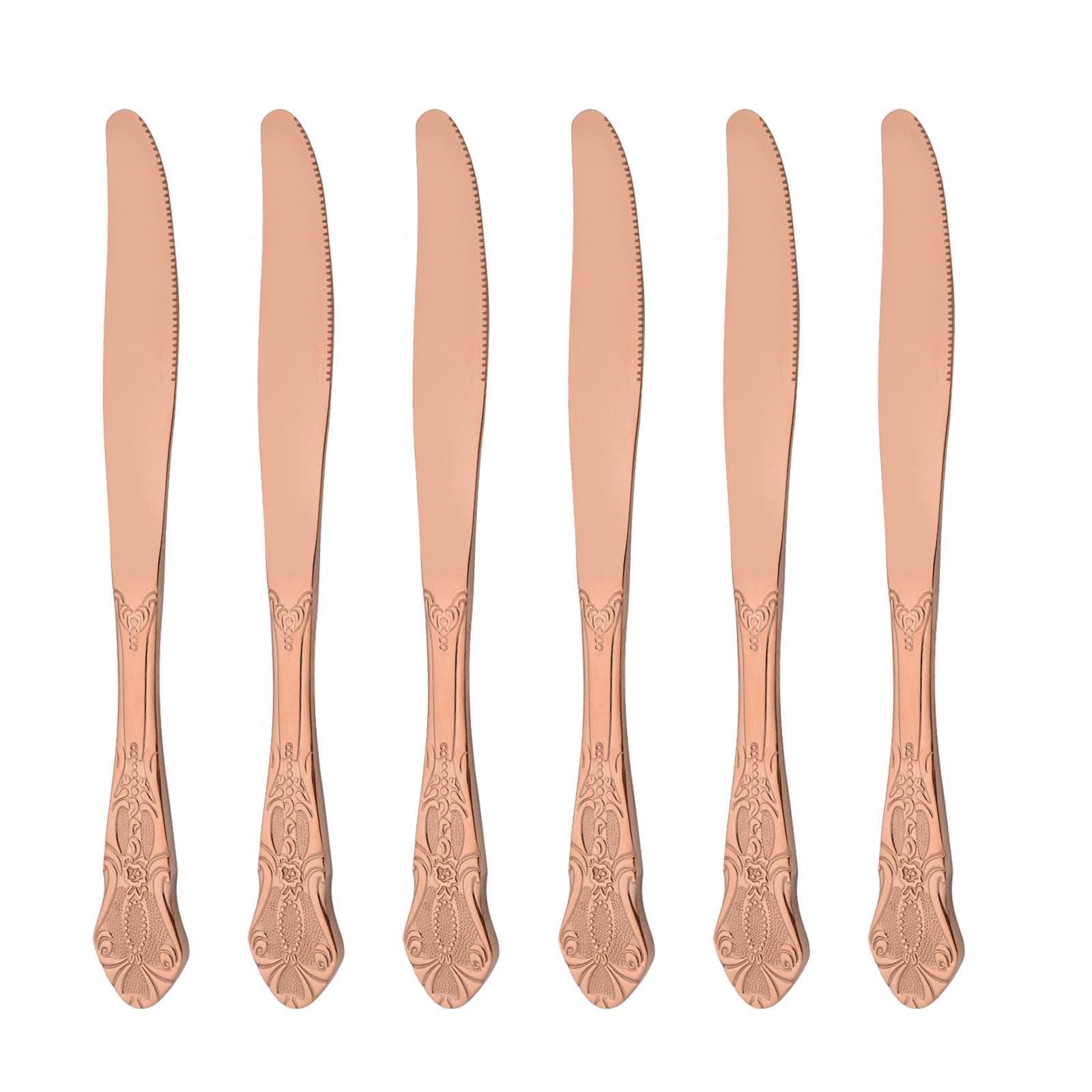 6/8/32Pcs Western Stainless Steel Cutlery Set Rose Gold Dinnerware Kitchen Tableware Knives Forks Spoons Utensils 6pcs dinner knife