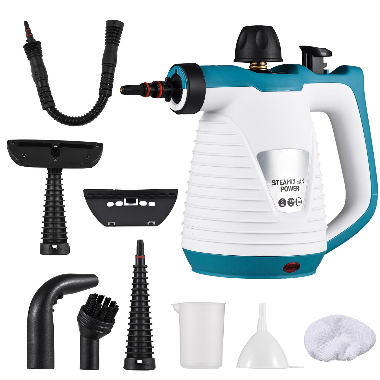 Handheld Steam Cleaner 1050W High Temperature Pressurized Steam Cleaning Tool with 9PCS Accessory UK Plug white