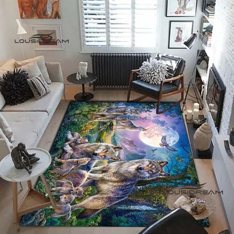 Wolf art Carpets and Rug 3D printing animal Carpet Floor Mat Living Room Bedroom Large Area Soft Carpet Kids Room Rug 60cm x 90cm